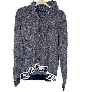 PINK Victorias Secret Pull Over Sweater Size Large Gray Turtleneck Dog Logo
